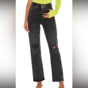 AGolde 90’s Pinch Waist High Rise Straight 27 Black